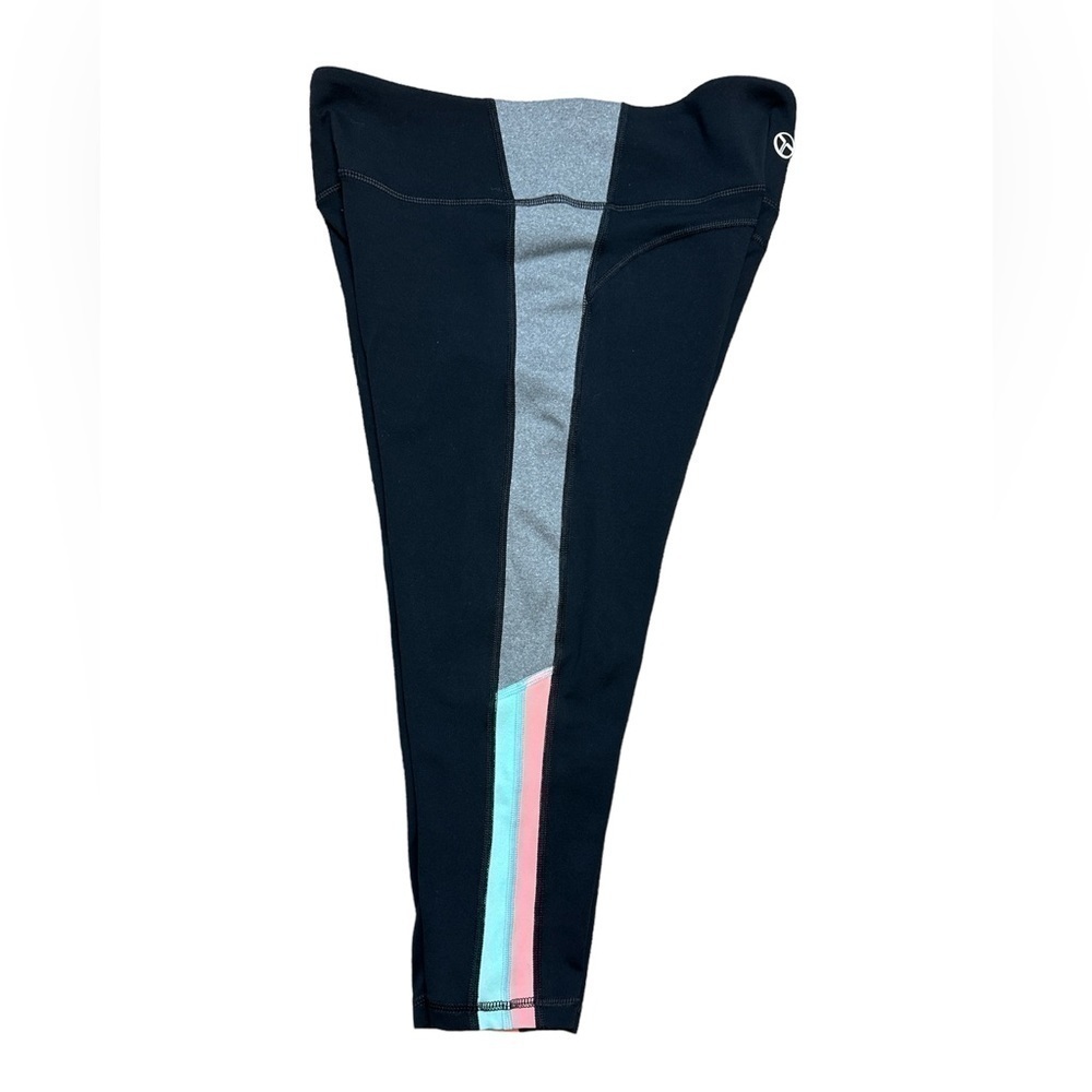 Trina Turk Women’s Recreation Capri Leggings Black Gray-Pink-Lime Stripes Size L - Picture 3 of 7